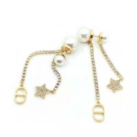 Dior Women Tribales Earrings Gold-Finish Metal White Resin Pearls and White Crystals (1)