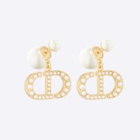 Dior Women Tribales Earrings Gold-Finish Metal and White Resin Pearls (1)