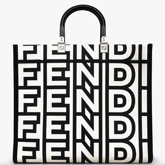 Fendi FF Women Sunshine Medium Two-Tone Printed Leather Roma Capsule Shopper