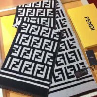 Fendi Women Beige Wool and Silk Scarf (1)