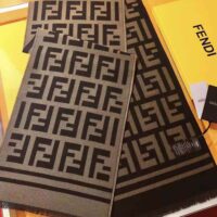 Fendi Women Black Wool and Silk Scarf (1)