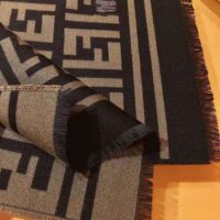 Fendi Women Black Wool and Silk Scarf (1)