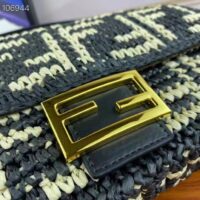 Fendi Women FF Baguette Black Raffia Back Crocheted FF (2)