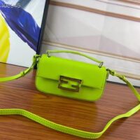 Fendi Women FF Baguette Phone Pouch Acid Green Silk Pouch (1)