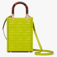 Fendi Women FF Mini Sunshine Shopper Acid Green Leather Mini Bag (9)