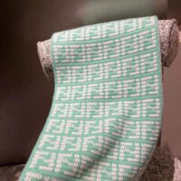 Fendi Women FF Scarf Mint Green Cashmere Scarf (1)