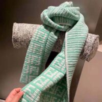 Fendi Women FF Scarf Mint Green Cashmere Scarf (1)