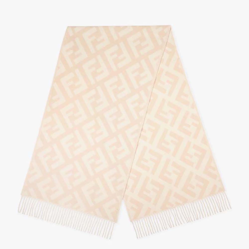 Fendi Women FF Scarf Pale Pink Cashmere Scarf