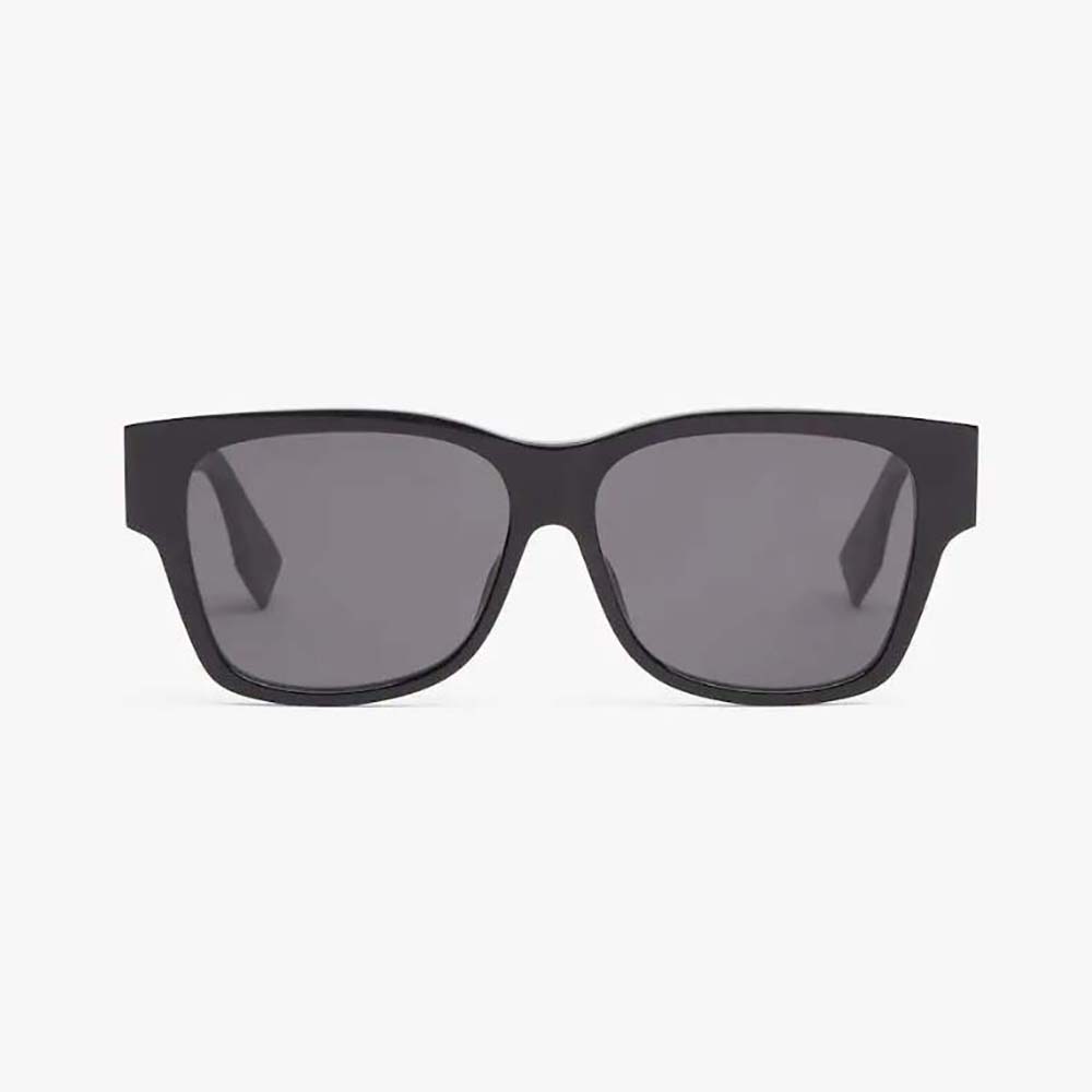 Fendi Women O’Lock Black Acetate Sunglasses with Logo in Crystals