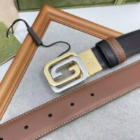 Gucci GG Unisex Belt Squared Interlocking G Buckle Black Leather 30 MM Width (12)