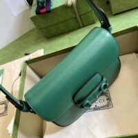 Gucci GG Women Horsebit 1955 Small Shoulder Bag Green Leather Horsebit Detail