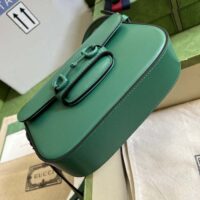 Gucci GG Women Horsebit 1955 Small Shoulder Bag Green Leather Horsebit Detail