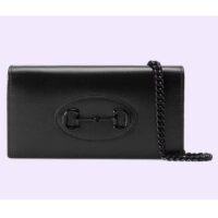 Gucci GG Women Horsebit 1955 Wallet Chain Black Leather Black Brass Hardware (6)