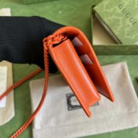 Gucci GG Women Horsebit 1955 Wallet Chain Orange Leather Orange Brass Hardware (12)