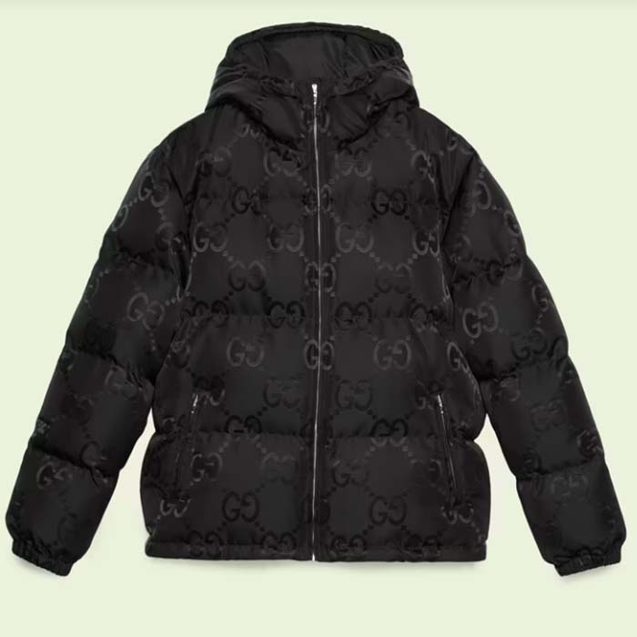 Gucci Men Jumbo GG Canvas Down Jacket Black Jumbo GG Nylon Canvas