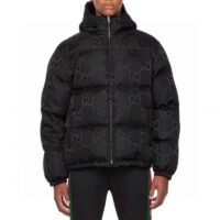 Gucci Men Jumbo GG Canvas Down Jacket Black Jumbo GG Nylon Canvas (6)