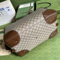 Gucci Unisex Duffle Bag Interlocking G Beige Ebony GG Supreme Canvas Leather (1)