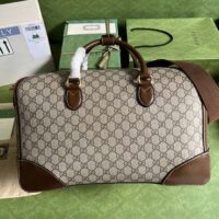 Gucci Unisex Duffle Bag Interlocking G Beige Ebony GG Supreme Canvas Leather (1)
