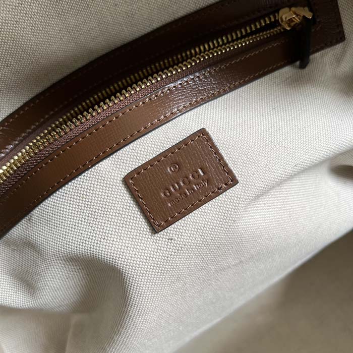 Gucci Unisex Duffle Bag Interlocking G Beige Ebony GG Supreme Canvas Leather (9)