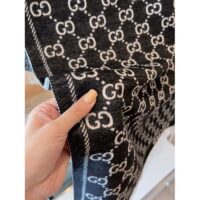 Gucci Unisex GG Wool Scarf Ivory Mini GG Black Tassel Detail (1)