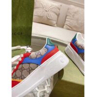 Gucci Unisex Sneaker Beige Blue GG Supreme Canvas Interlocking G 5.6 Cm Heel (9)