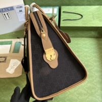 Gucci Unsiex Bauletto Large Duffle Bag Brown Original GG Canvas Double G (1)