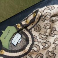 Gucci Women GG Horsebit Cashmere Jacquard Sweater Camel Brown Wool Crewneck (9)