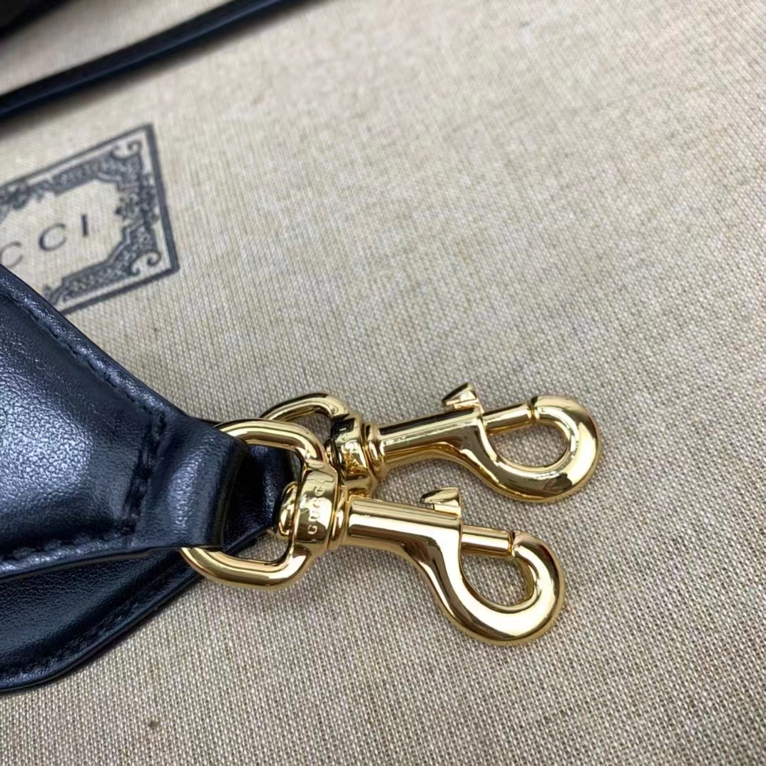 Gucci Women GG Matelassé Mini Top Handle Bag Black Leather Double G (4)