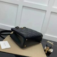 Gucci Women GG Matelassé Mini Top Handle Bag Black Leather Double G (1)