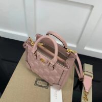Gucci Women GG Matelassé Mini Top Handle Bag Pink Leather Double G (8)