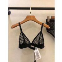 Gucci Women GG Tulle Lingerie Black Embroidered Elastic Stripe A Set Bra Briefs (9)