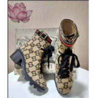 Gucci Women Gucci Zumi GG Wool Ankle Boot Beige Ebony GG Wool (3)