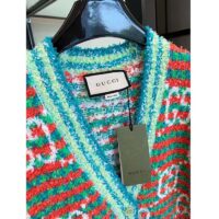 Gucci Women Maxi GG Cotton Cardigan Red Green Long Sleeves V-Neck (7)