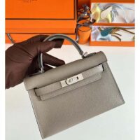 Hermes Women Mini Kelly 20 Bag Epsom Leather Gold Hardware-Grey (1)