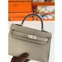 Hermes Women Mini Kelly 20 Bag Epsom Leather Gold Hardware-Grey (1)