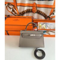 Hermes Women Mini Kelly 20 Bag Epsom Leather Gold Hardware-Grey (1)