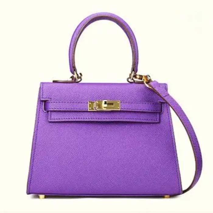 Hermes Women Mini Kelly 20 Bag Epsom Leather Gold Hardware-Purple