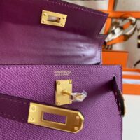 Hermes Women Mini Kelly 20 Bag Epsom Leather Gold Hardware-Purple (8)