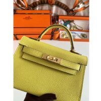 Hermes Women Mini Kelly 20 Bag Epsom Leather Gold Hardware-Yellow (8)