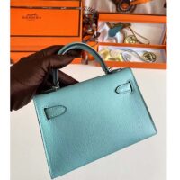 Hermes Women Mini Kelly 20 Bag Epsom Leather Silver Hardware-Blue