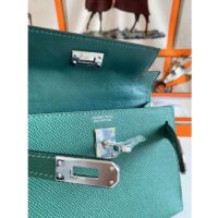 Hermes Women Mini Kelly 20 Bag Epsom Leather Silver Hardware-Green (2)