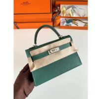 Hermes Women Mini Kelly 20 Bag Epsom Leather Silver Hardware-Green (2)