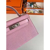 Hermes Women Mini Kelly 20 Bag Epsom Leather Silver Hardware-Light Purple (2)