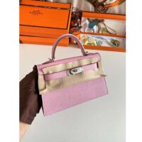 Hermes Women Mini Kelly 20 Bag Epsom Leather Silver Hardware-Light Purple (2)