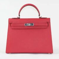 Hermes Women Mini Kelly 20 Bag Epsom Leather Silver Hardware-Rose (6)