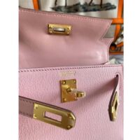 Hermes Women Mini Kelly 20 Bag Suede Leather Gold Hardware-Pink (11)