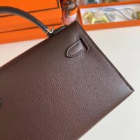 Hermes Women Mini Kelly 20 Bag Suede Leather Silver Hardware-Chocolate (4)