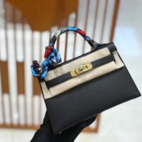 Hermes Women Mini Kelly 20 Bag in Togo Leather with Gold Hardware-Black (2)