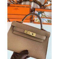 Hermes Women Mini Kelly 20 Bag in Togo Leather with Gold Hardware-Brown (6)