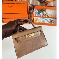 Hermes Women Mini Kelly 20 Bag in Togo Leather with Gold Hardware-Brown (6)